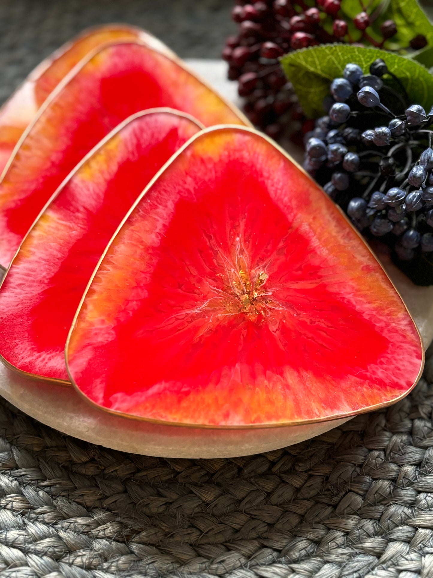 Red Triangle Coasters - Set of 4