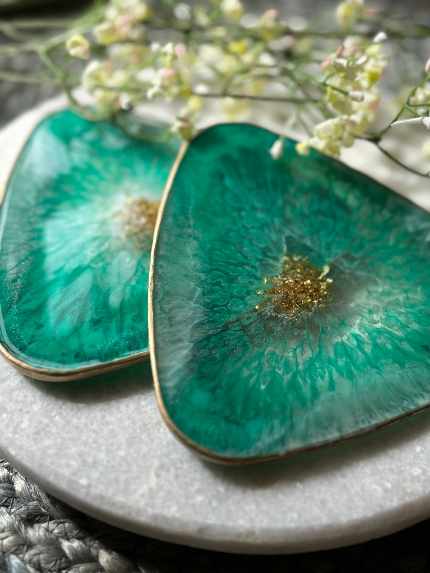 Green Triangle Coasters - Set of 2