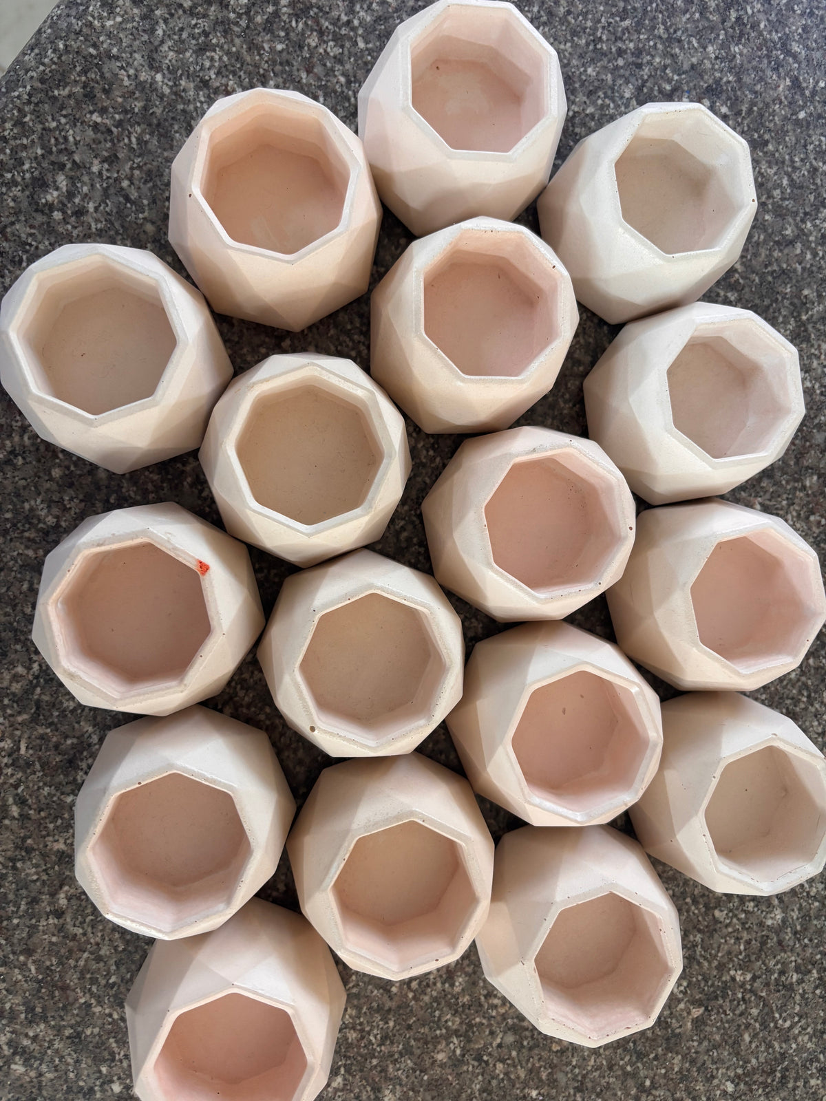 Hexagon Concrete Candle Jar - Set of 13 nos - Peach