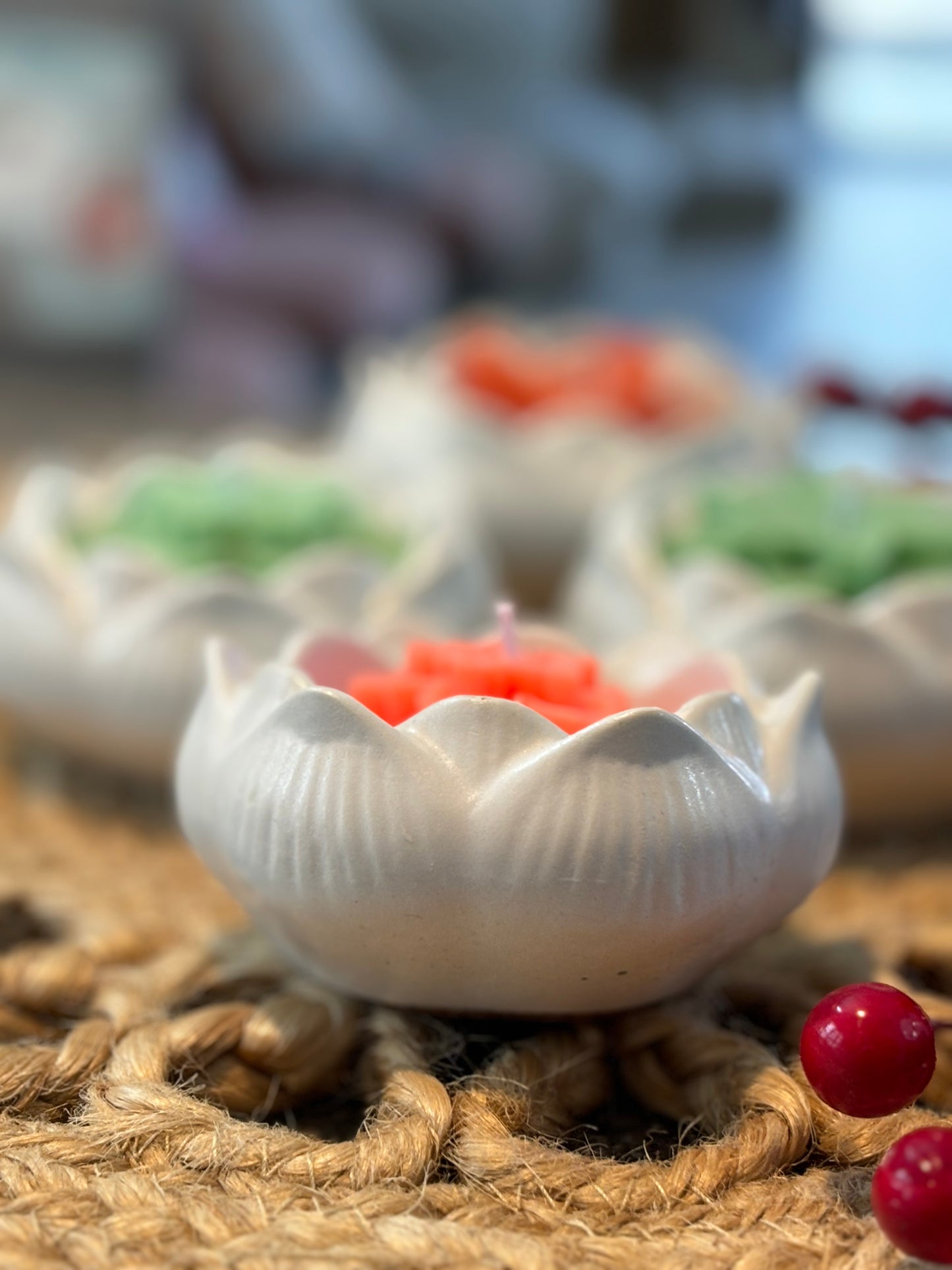 Lotus Concrete Scented Jar Candle - Cool Blue Fragrance - Type 1