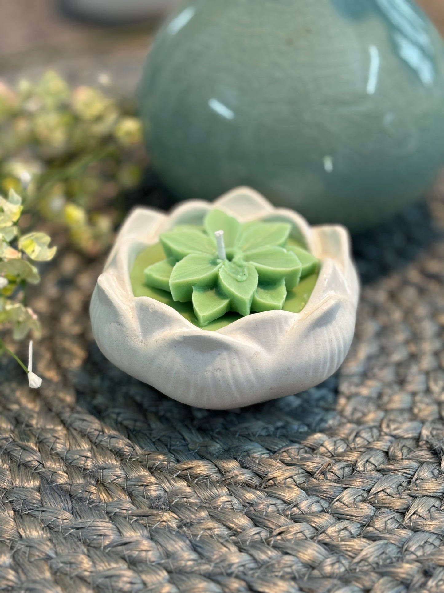 Lotus Concrete Scented Jar Candle - Cool Blue Fragrance - Type 2