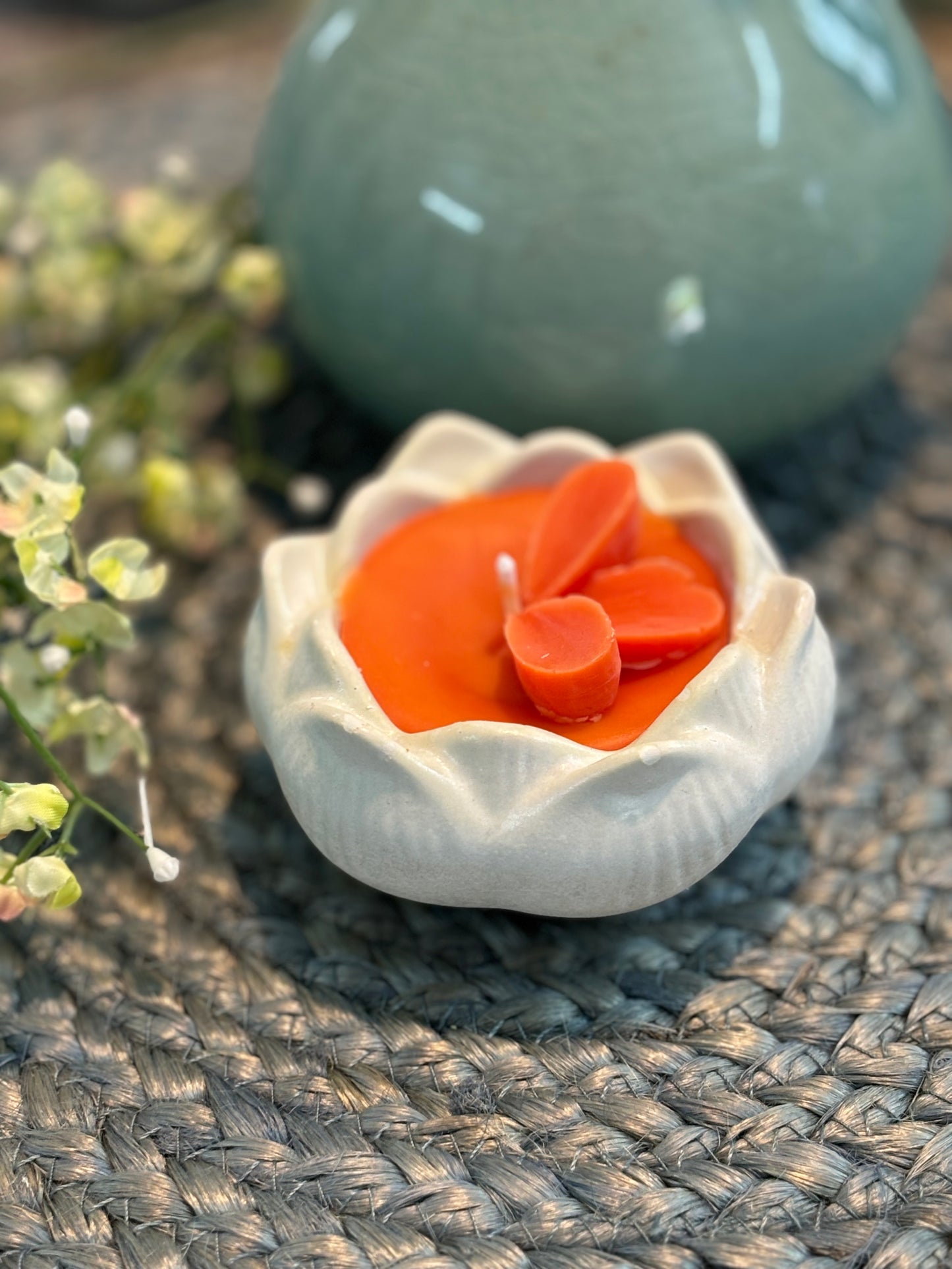 Lotus Concrete Scented Jar Candle - Vanilla Fragrance