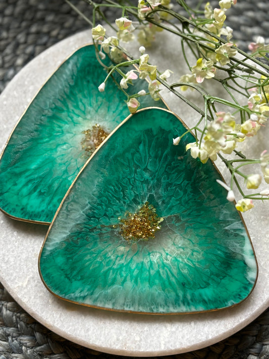 Green Triangle Coasters - Set of 2