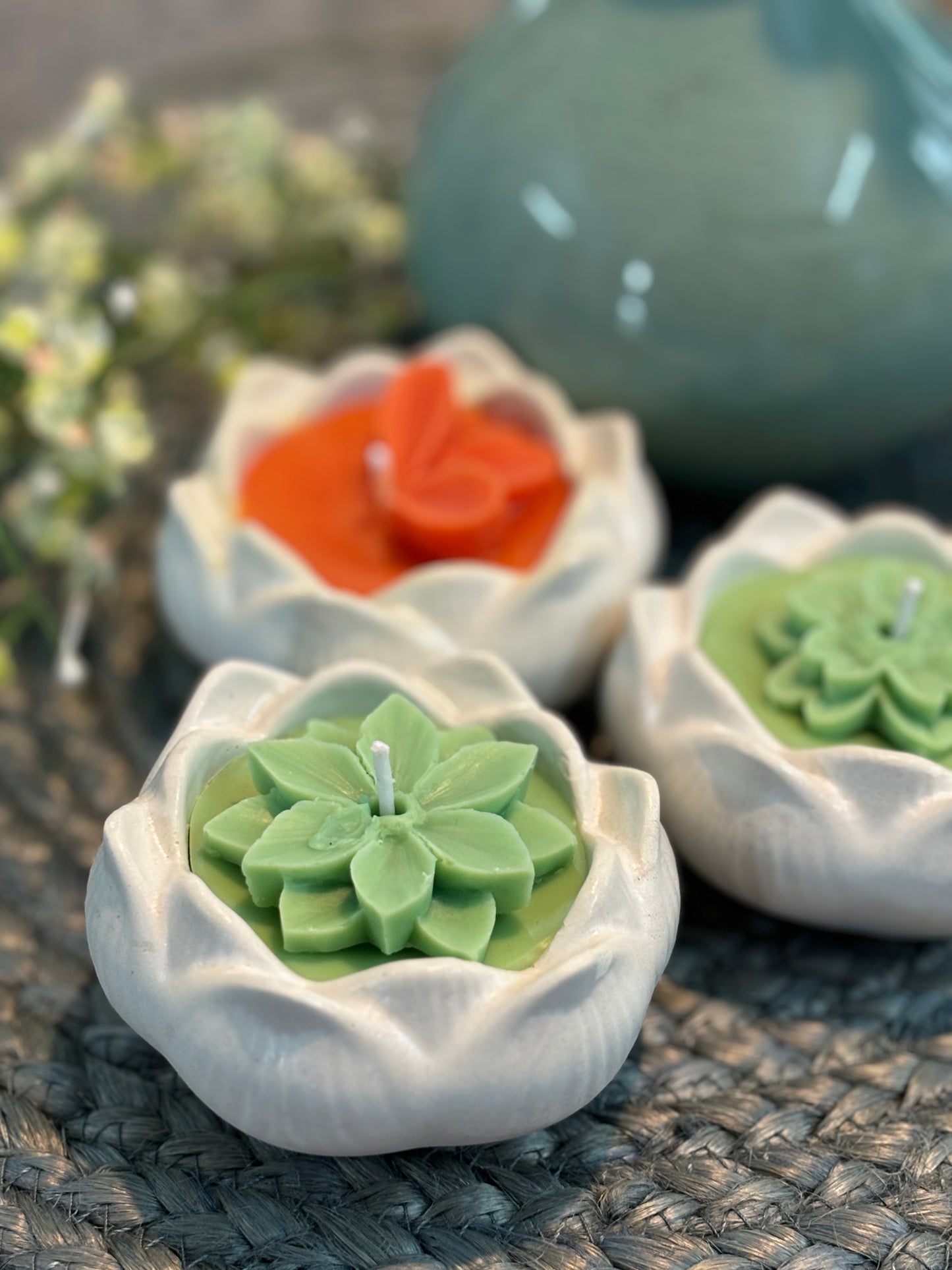 Lotus Concrete Scented Jar Candle - Vanilla Fragrance