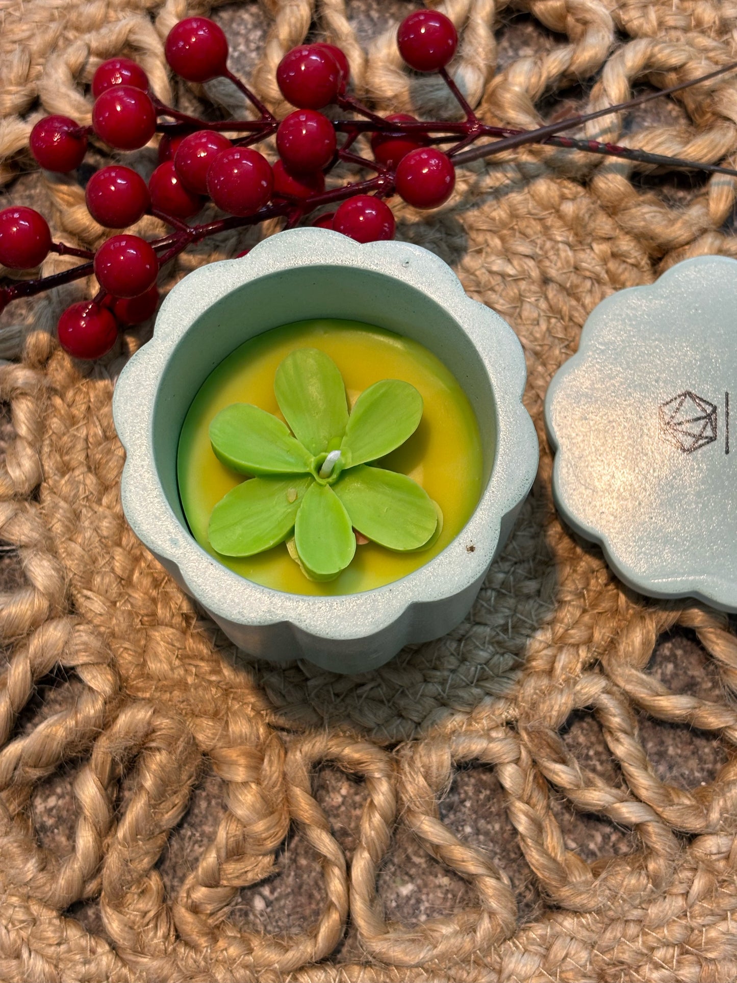 Flower Concrete Scented Jar Candle - Morning Bloom Fragrance