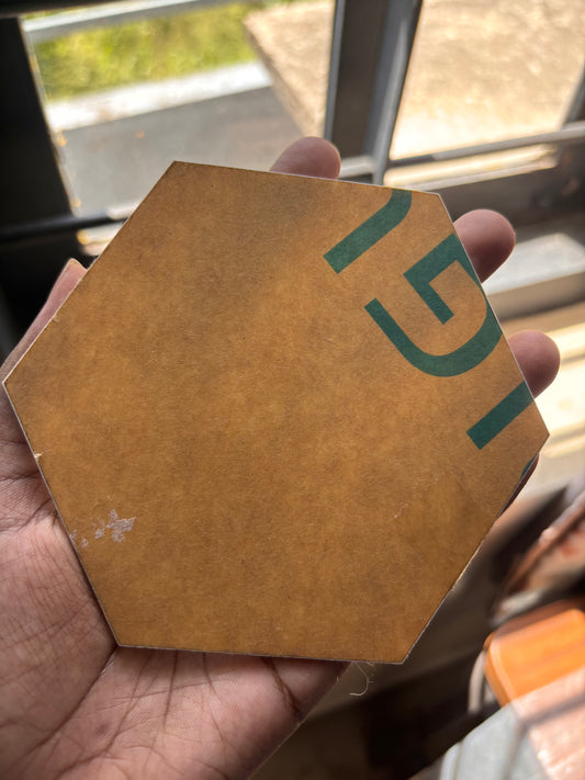 Hexagon Acrylic Coaster base - White with brown protective  film on it - 4 inch(8 nos)
