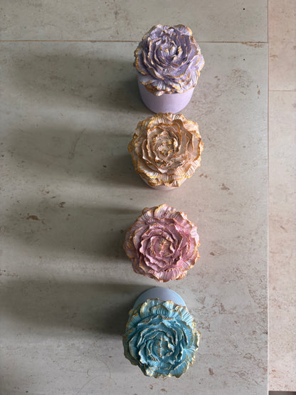 Peonies Concrete Candle Jar - Set of 2 nos(Assorted Mix)