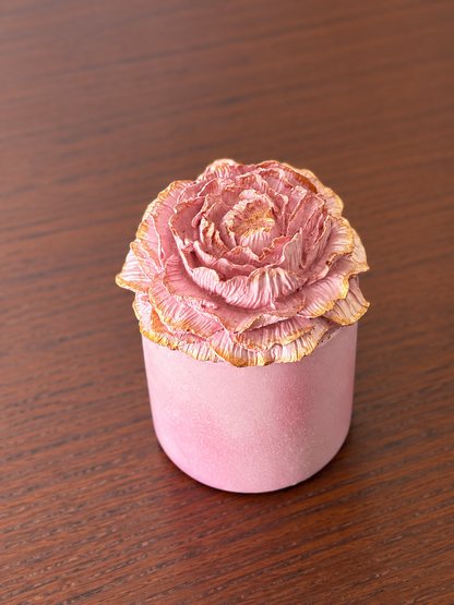 Peonies Concrete Candle Jar -1 nos - Pink