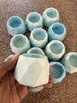 Hexagon Concrete Candle Jar - Set of 13 nos - Lite Blue