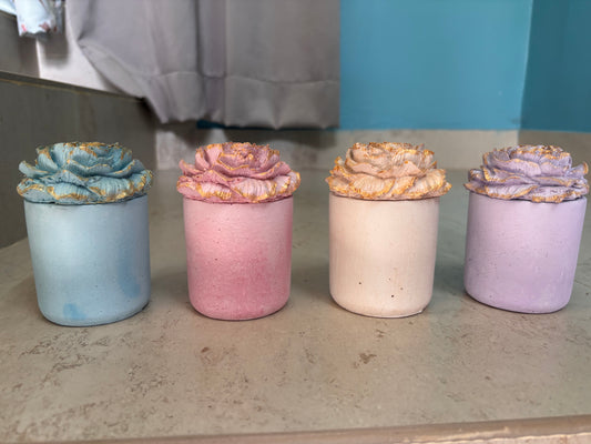 Peonies Concrete Candle Jar - Set of 2 nos(Assorted Mix)