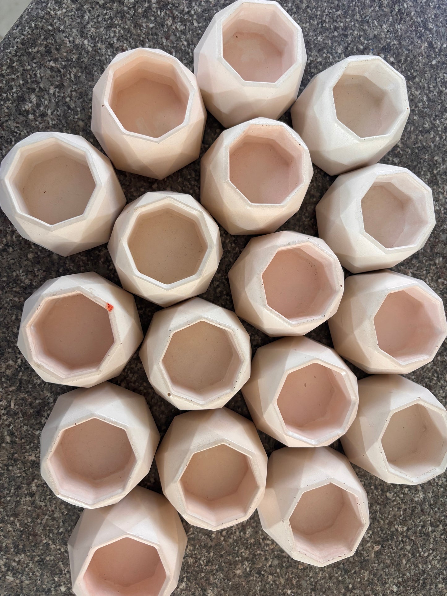 Hexagon Concrete Candle Jar - Set of 13 nos - Peach
