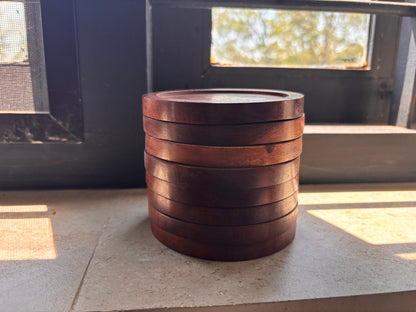 Natural Acacia Wood  Coaster - 8  nos