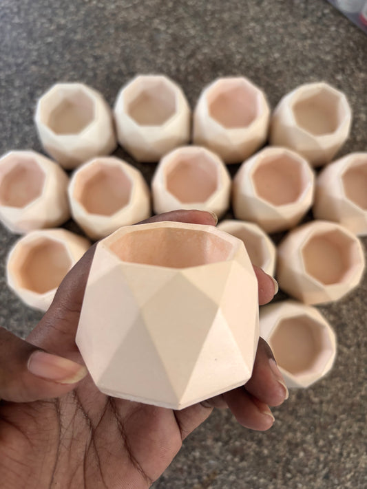 Hexagon Concrete Candle Jar - Set of 13 nos - Peach
