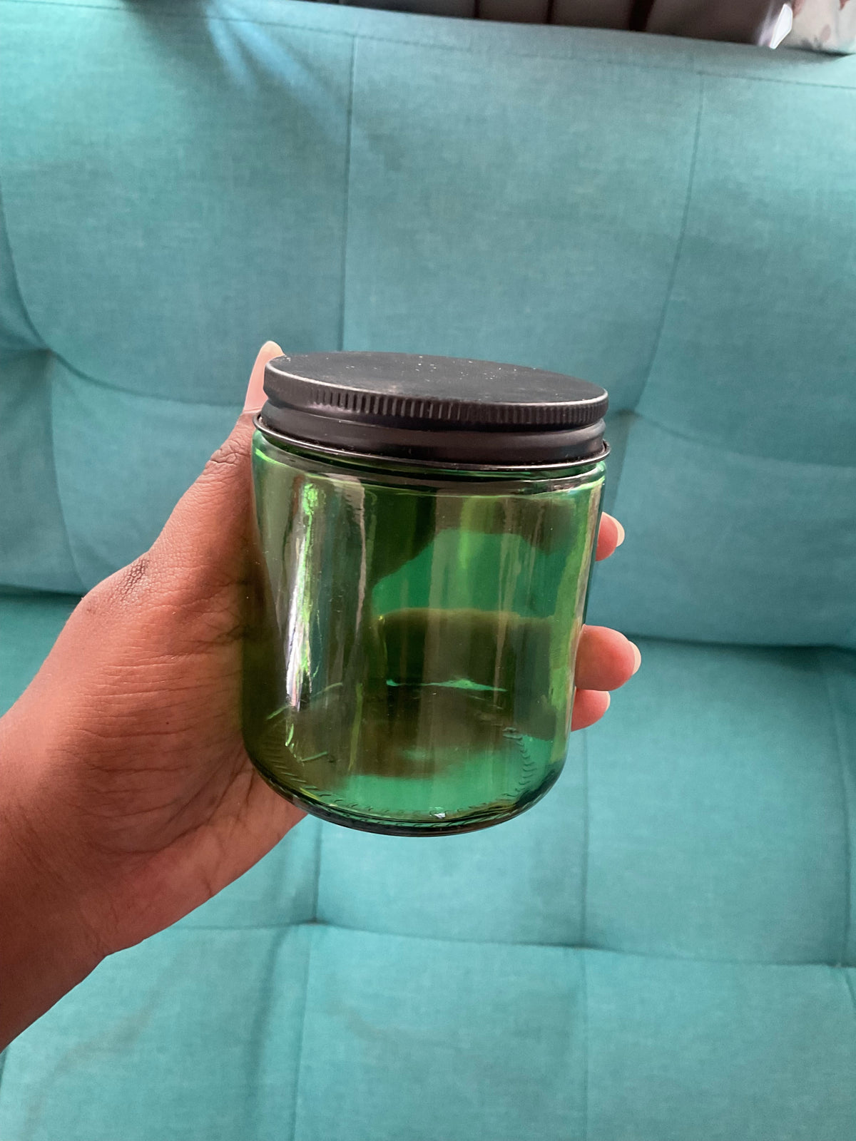 250 ml Green Glass Jar with Black lid - Set of 10 jars