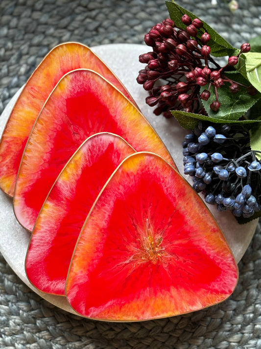 Red Triangle Coasters - Set of 4