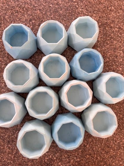Hexagon Concrete Candle Jar - Set of 13 nos - Lite Blue