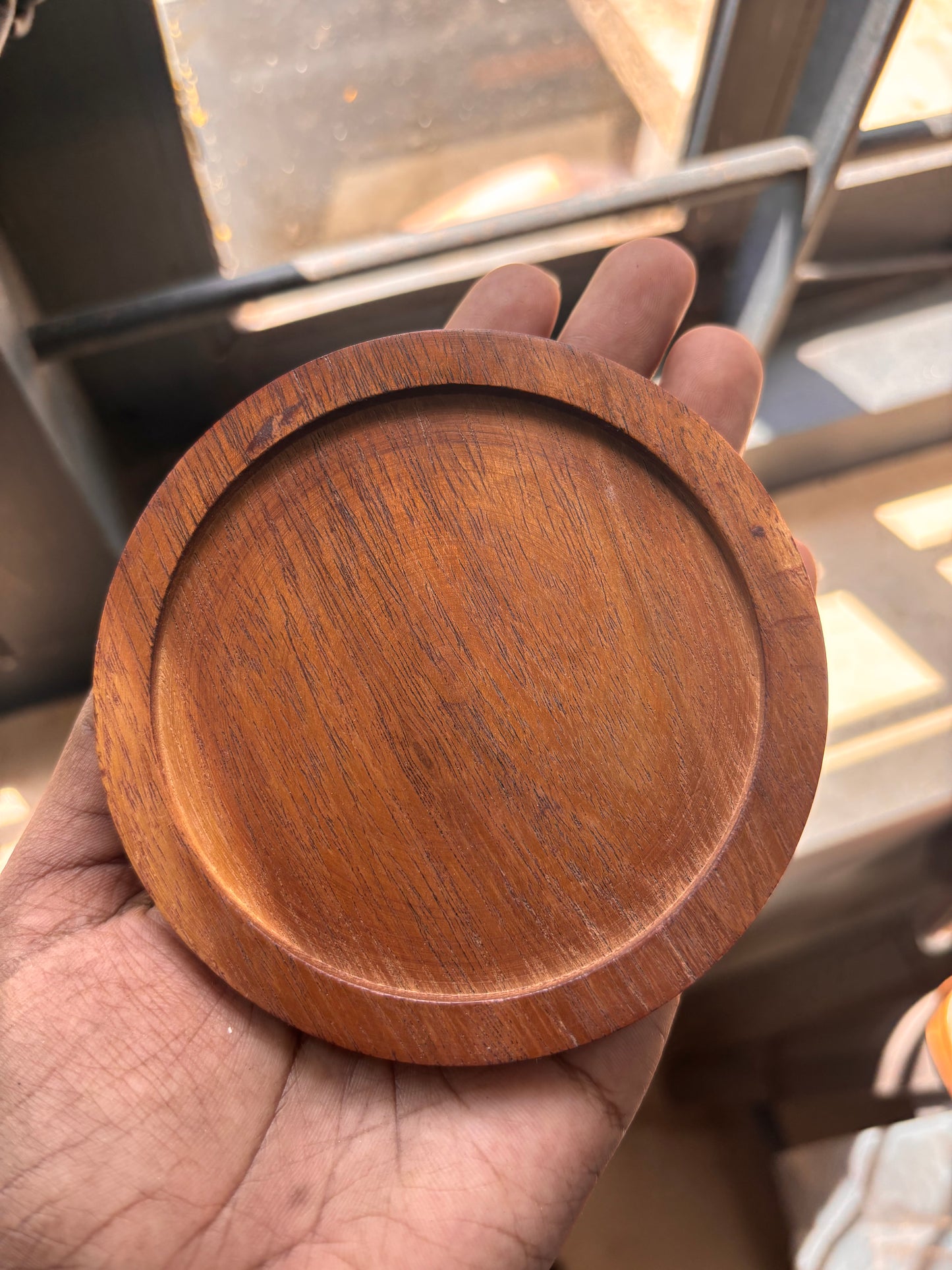Natural Acacia Wood  Coaster - 8  nos
