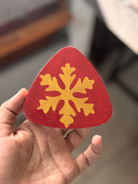 Golden Snowflake Hand-Painted Coaster
