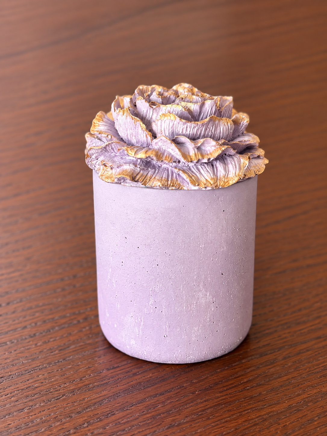 Peonies Concrete Candle Jar -1 nos - Lavender