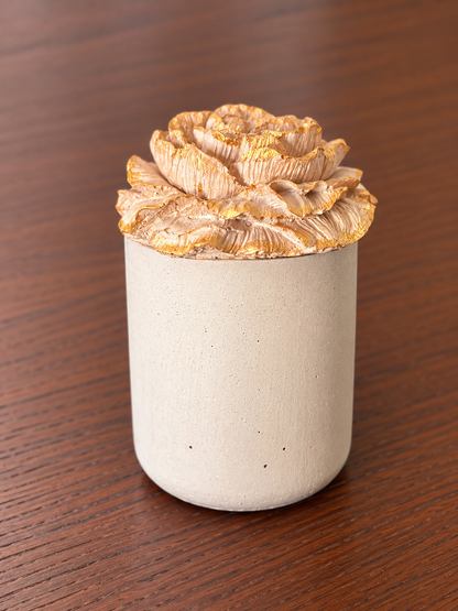 Peonies Concrete Candle Jar - 1 no - Peach