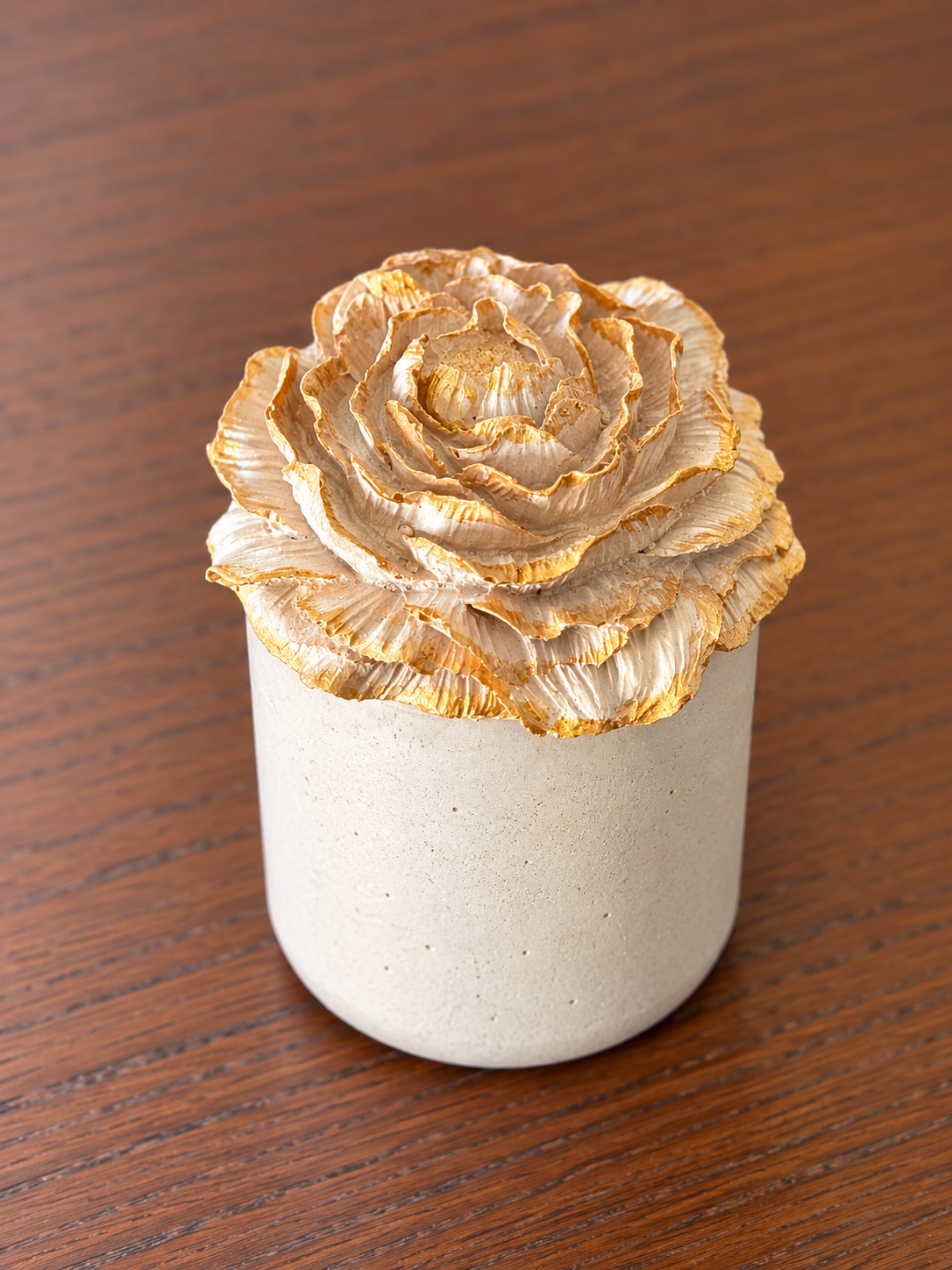 Peonies Concrete Candle Jar - 1 no - Peach