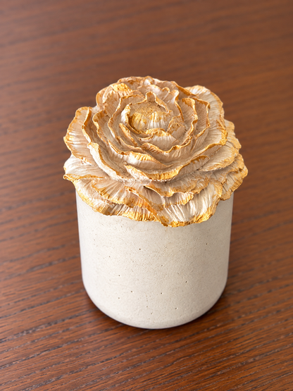 Peonies Concrete Candle Jar - 1 no - Peach