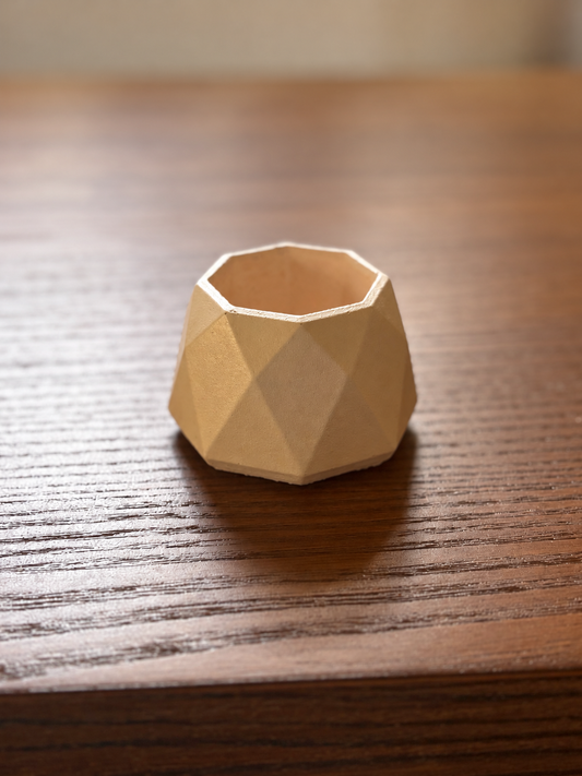 Hexagon Concrete Candle Jar - Set of 2 nos - Peach