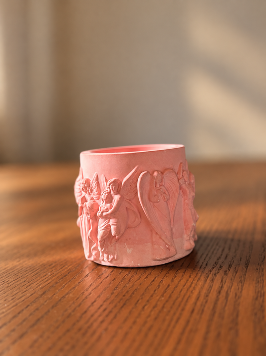 Angel Concrete Candle Jar -1 nos - Pink