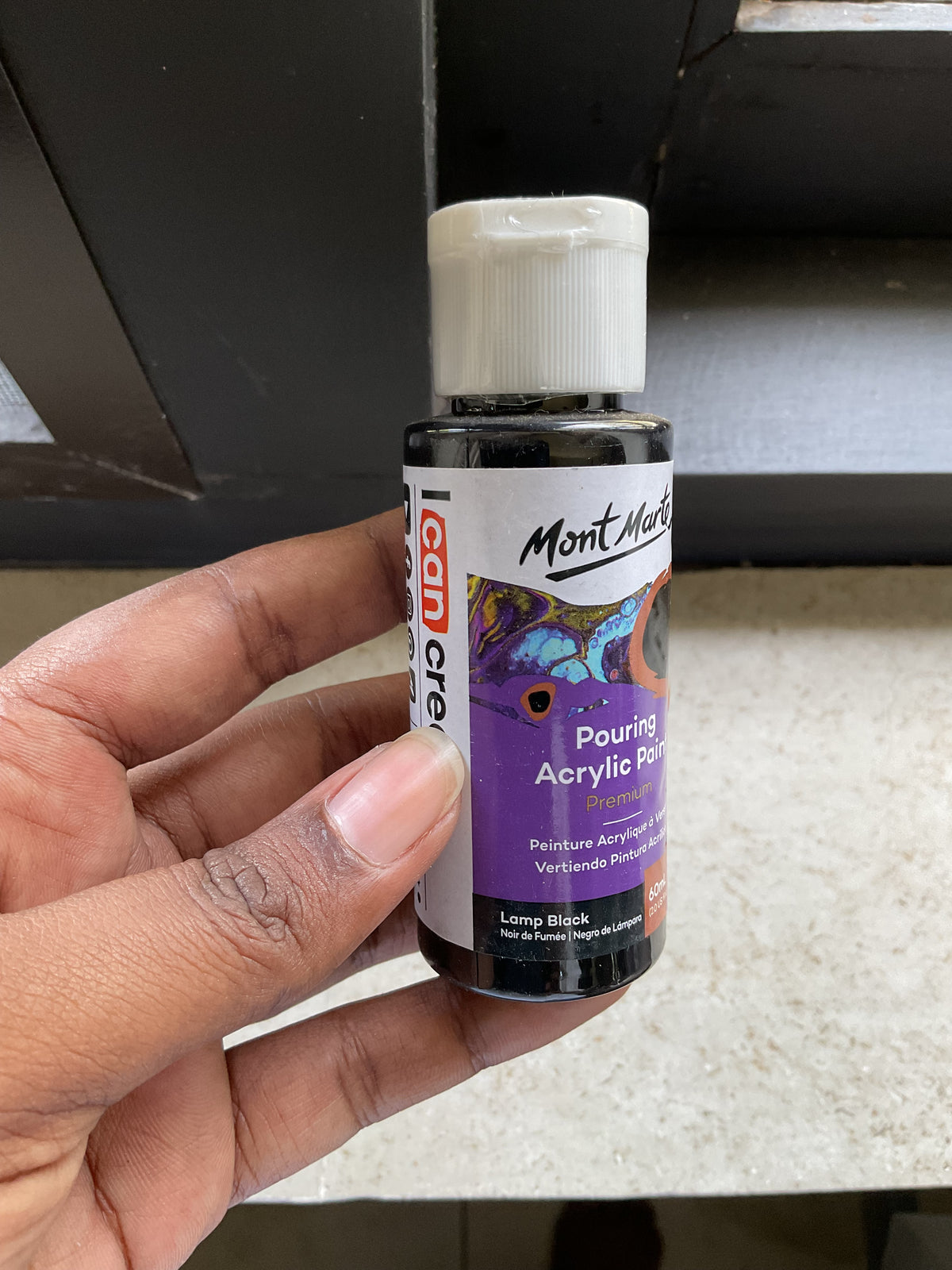 Pouring Paint - Lamp Black- 60 ml - Sealed Bottle